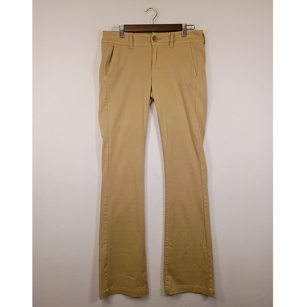 Preppy American Eagle Outfitters Women 6 Long Tan Super Stretch Bootcut Chinos